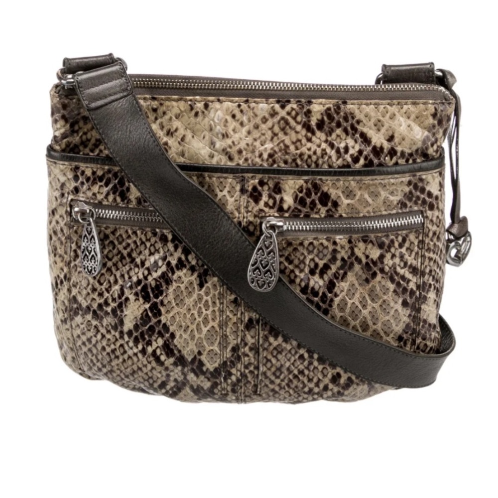 Brighton Snakeskin Crossbody Bag in Brown and Black